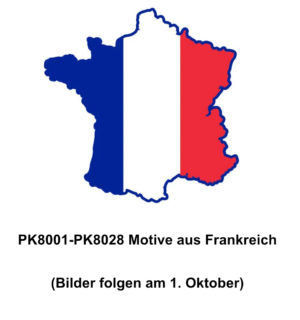 VORBESTELLUNG: Karten - Set mit französische Motiven (Quer) -  PK8001- PK8028