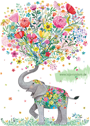 Elefant mit Blumenstrauß - Edition Gollong
