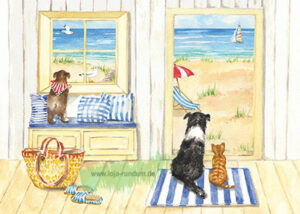 Hunde und Katze am Strand - Edition Gollong