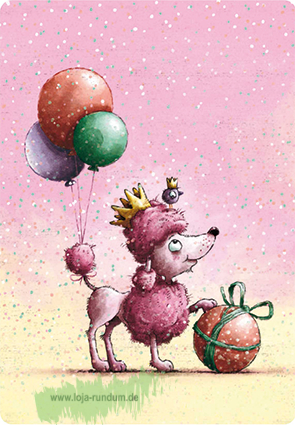 Pudel mit Luftballons - Glücksmoment  - Tushita Paperart