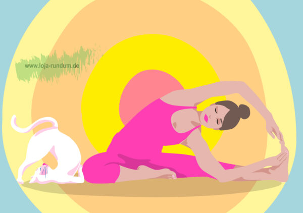 Happiness - rainbow yoga with cat - nobis design