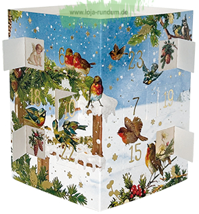 Leuchtender Adventskalender - Vintage Vögel am Futterhaus - Edition Gollong