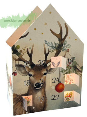 Teelicht Haus leuchtender Adventskalender - Hirsch - Edition Gollong