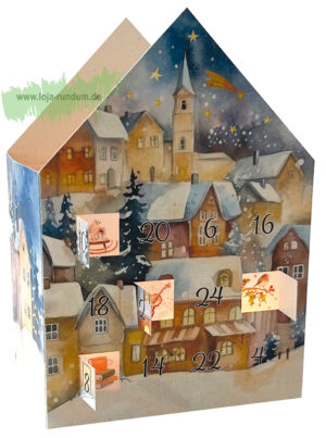 Teelicht Haus leuchtender Adventskalender - Stadt  - Edition Gollong