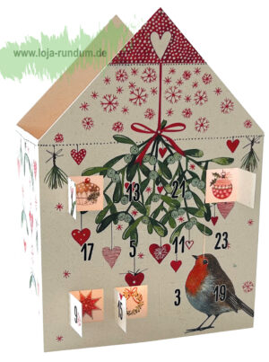 Teelicht Haus leuchtender Adventskalender - Mistelzweig  - Edition Gollong