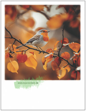 Robin on an autumnal branch - Pola TAURUS art cards