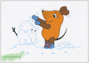 Maus baut Schneeelefant - TAURUS Kunstkarten