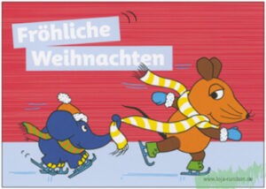 Fröhliche Weihnachten (Maus und Elefant beim Eislaufen)- TAURUS Kunstkarten