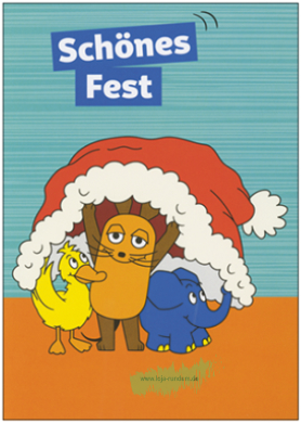 Schönes Fest (Maus, Elefant und Ente mit Nikolausmütze)- TAURUS Kunstkarten