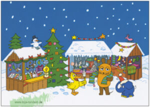 Christmas market (mouse, elephant, and duck) - TAURUS Kunstkarten