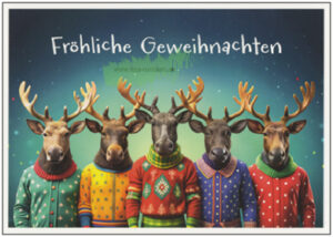 Fröhliche Geweihnachten (Hirsche in Weihnachtspullis) - Taurus Kunstkarten