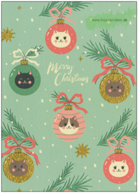 Merry Christmas (Kugeln mit Katzenmotiven) – TAURUS Kunstkarten