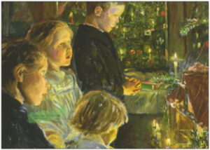 Kinder beim Weihnachtsbaum - Taurus Kunstkarten