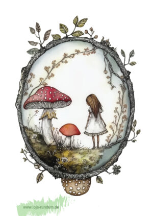 Enchanted Mushrooms: The curious girl