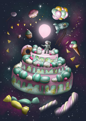 Kosmischer Kuchen - Ila Illustrations