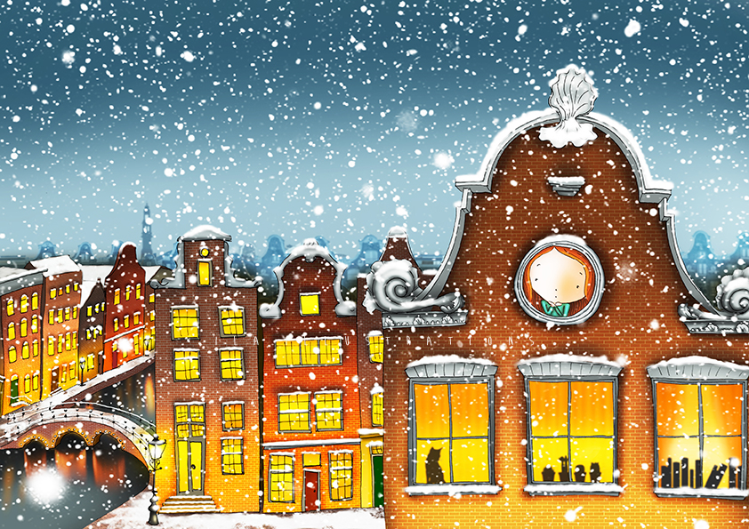 Snowy Amsterdam- Ila Illustrations