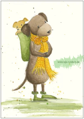 Hund mit Rucksack - Taurus Kunstkarten