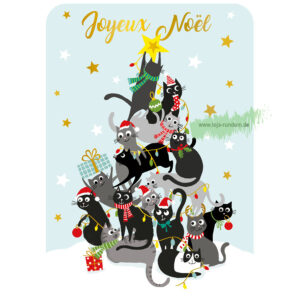 FROHE WEIHNACHTEN KATZENBAUM - Cartesdart