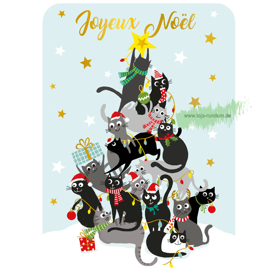 FROHE WEIHNACHTEN KATZENBAUM - Cartesdart