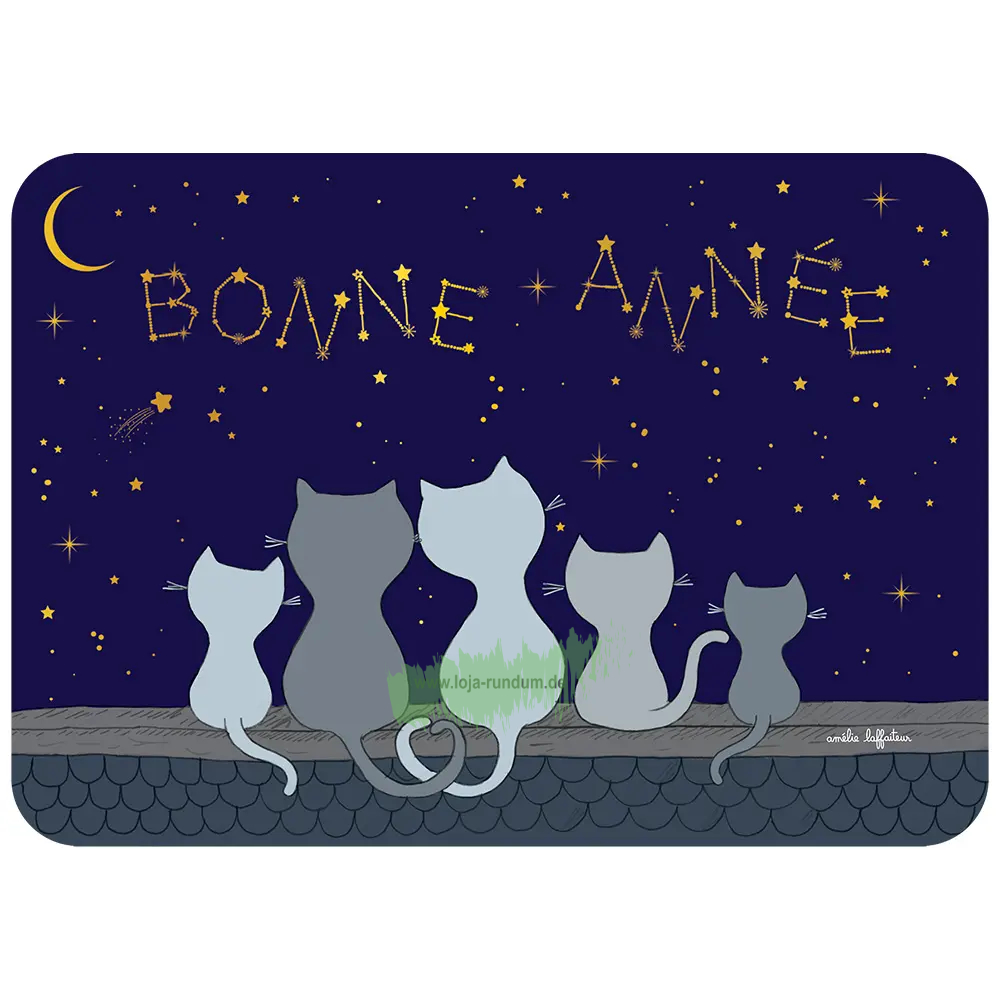 WUNSCHKARTE GUTES NEUES JAHR KATZENFAMILIE - Cartesdart