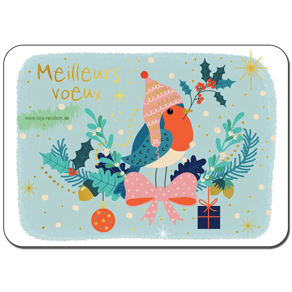 WUNSCHKARTE BESTE WÜNSCHE ROTKEHLCHEN - Cartesdart