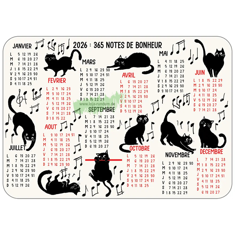 WUNSCHKARTE KALENDER 2026 SCHWARZE KATZEN - Cartesdart