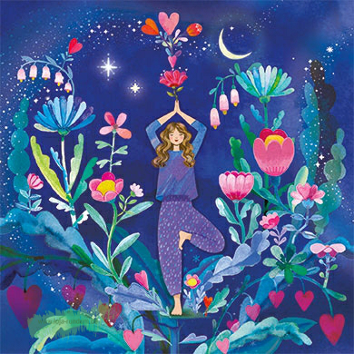 Yoga (Frau mit Blumen) - Edition Gollong