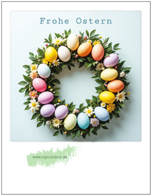 Frohe Ostern (Kranz mit Ostereier) - Pola TAURUS Kunstkarten