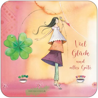Viel Glück und alles Gute (Frau mit Kleeblatt) - Taurus Kunstkarten