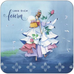 Lass dich feiern (Frau mit Geburtstagstorte) - Taurus Kunstkarten