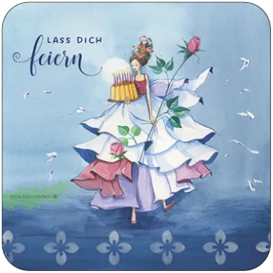 Lass dich feiern (Frau mit Geburtstagstorte) - Taurus Kunstkarten