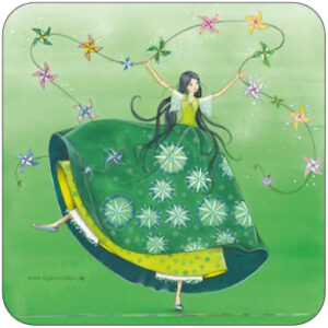 Frau mit Windrädern - Taurus Kunstkarten