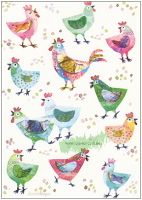 Rooster and chickens (colorful) - TAURUS art cards