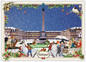 City postcard, Christmas in Stuttgart, Schlossplatz - Edition Tausendschön PK604