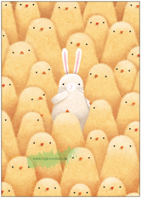 Osterhase im Kükenschwarm - TAURUS Kunstkarten