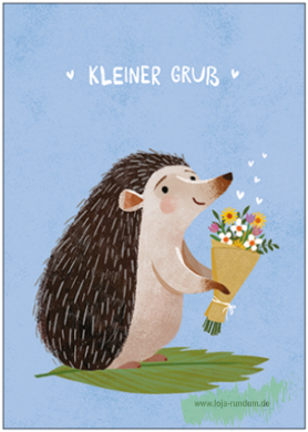 Small greeting (hedgehog with bouquet of flowers) - Taurus art cards