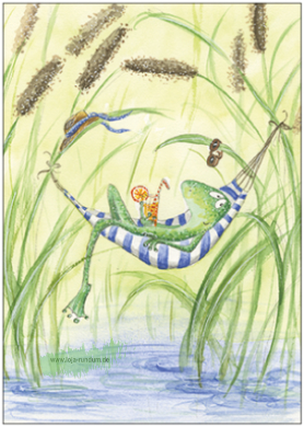 Frog in a hammock  - Taurus Art Cards