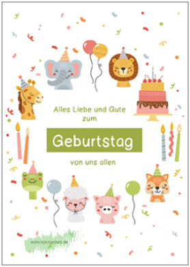 Alles Liebe zum Geburtstag von uns allen (Tiere) - TAURUS Kunstkarten