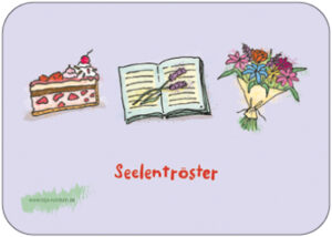 Seelentröster (Torte, Buch und Blumen) - TAURUS Kunstkarten