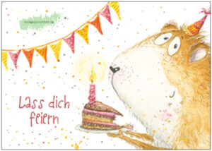 Let yourself be celebrated (hamster with cake)  - Taurus Art Cards