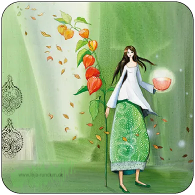 Woman with physalis - Taurus Art Cards