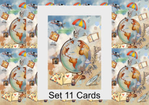 Weltkugel - Happy Postcrossing - Set 11 Karten