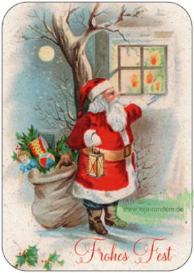 Frohes Fest (Weihnachtsmann mit Geschenken)  - TAURUS Kunstkarten