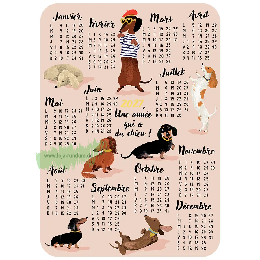 2027 CALENDAR Dachshund - Cartesdart