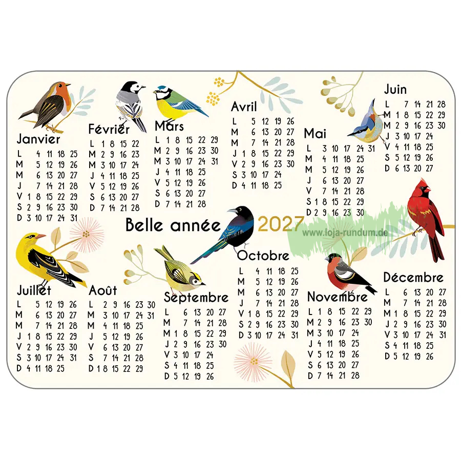 2027 CALENDAR Birds - Cartesdart