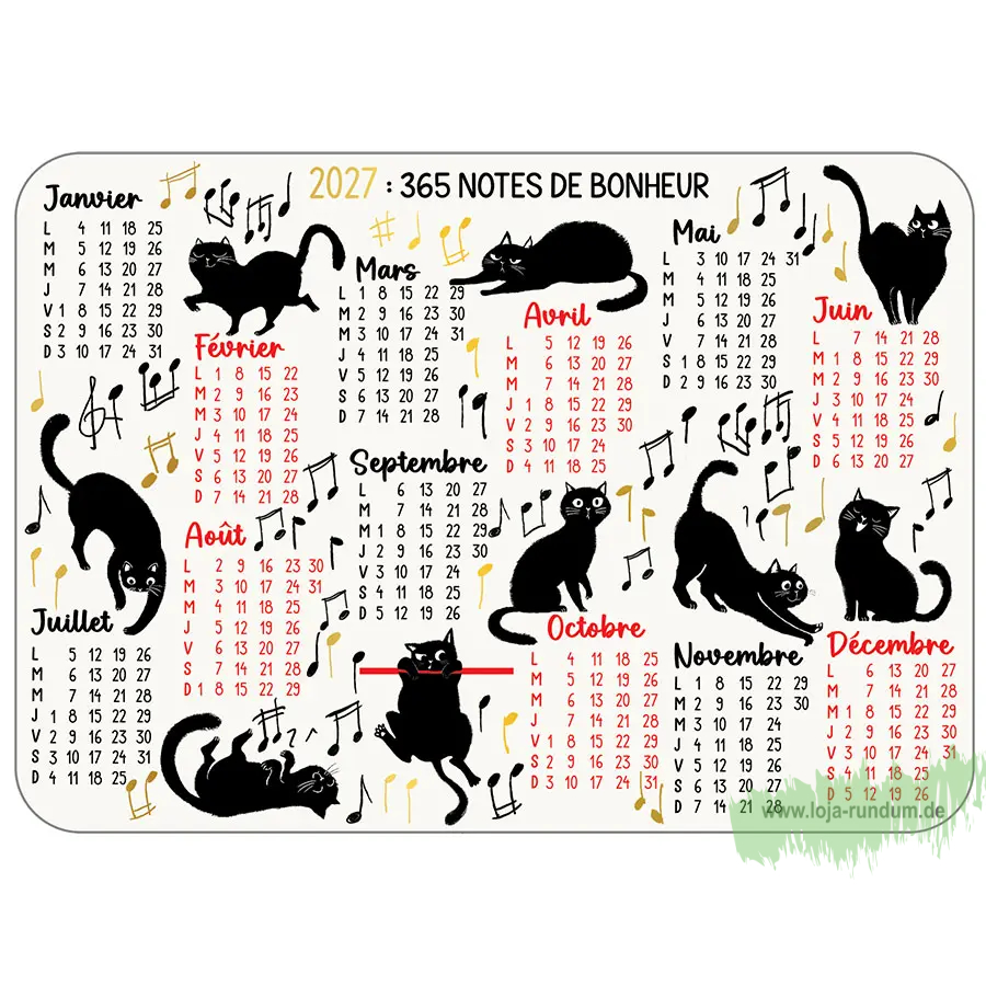 2027 CALENDAR Black Cats - Cartesdart
